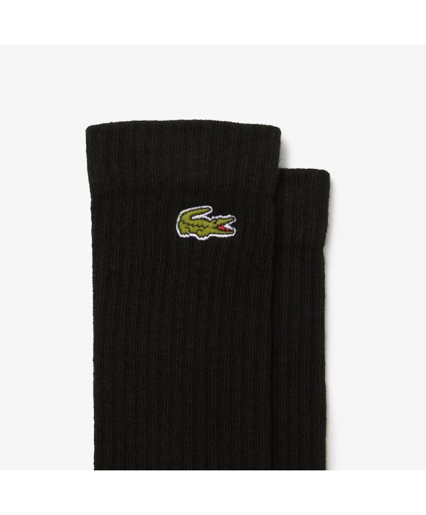 Lacoste 3-pak sorte bomuldsstrømper med logo – unisex billede 2