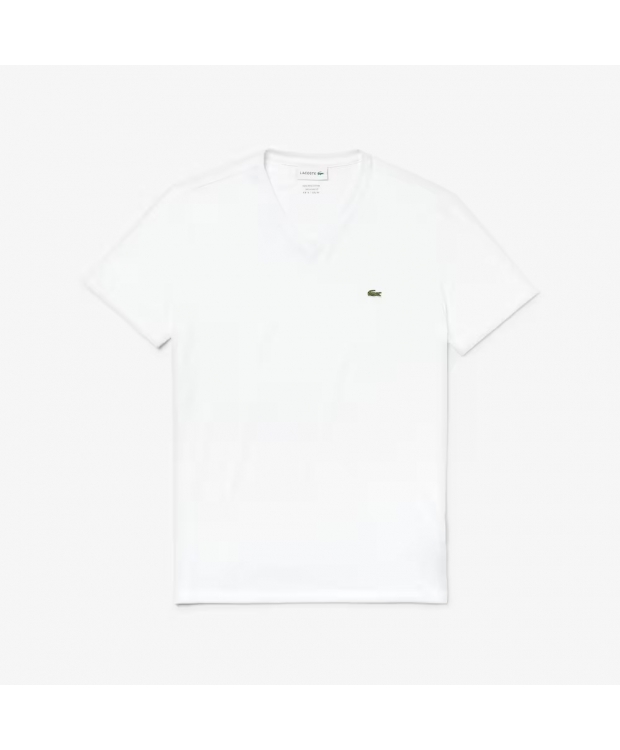 Lacoste hvid V-hals T-shirt til herre – regular fit billede 2