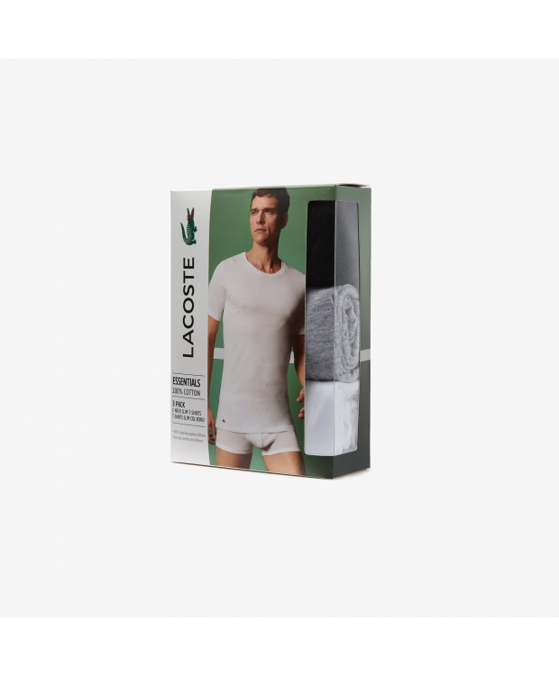 Lacoste T-shirts i sort, hvid og grå til herre 3-pak – OUTLET billede 2