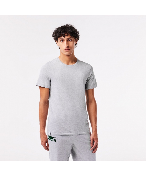 Lacoste T-shirts i sort, hvid og grå til herre 3-pak – OUTLET billede 4