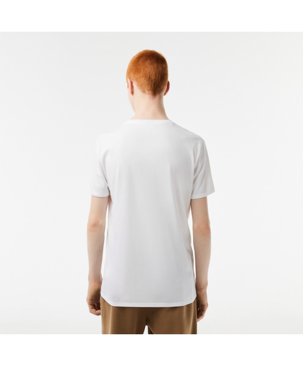 Lacoste hvid V-hals T-shirt til herre – regular fit billede 4