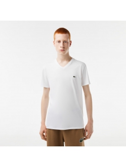 Lacoste hvid V-hals T-shirt til herre – regular fit