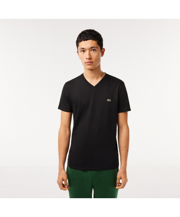 Lacoste sort V-hals T-shirt til herre – regular fit billede 2