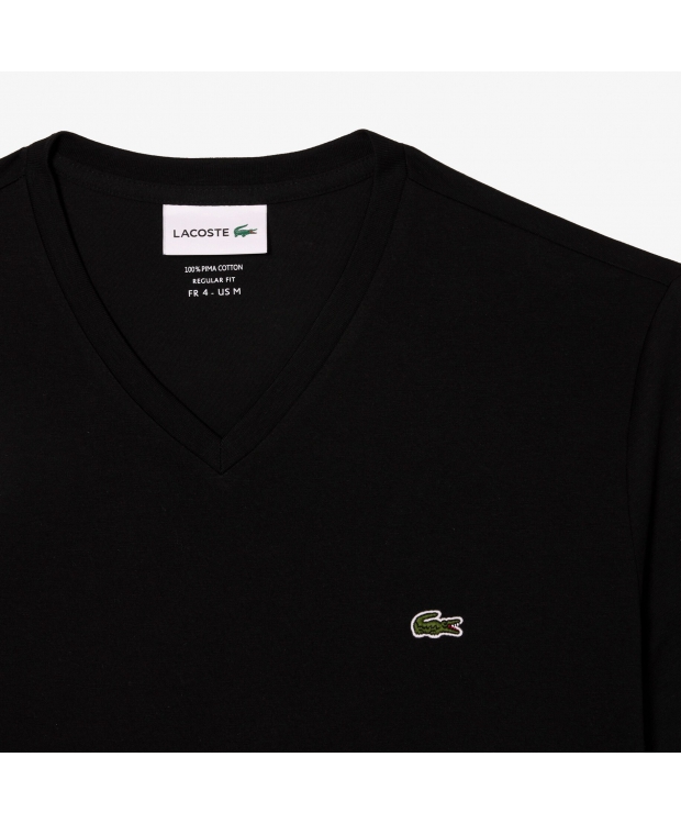Lacoste sort V-hals T-shirt til herre – regular fit billede 3