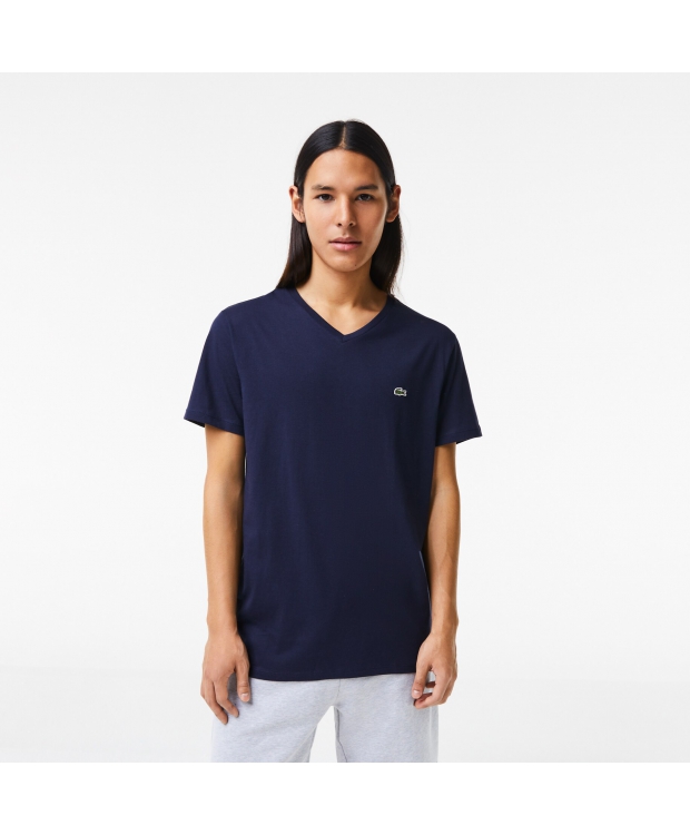 Lacoste navy V-hals T-shirt til herre – regular fit billede 2