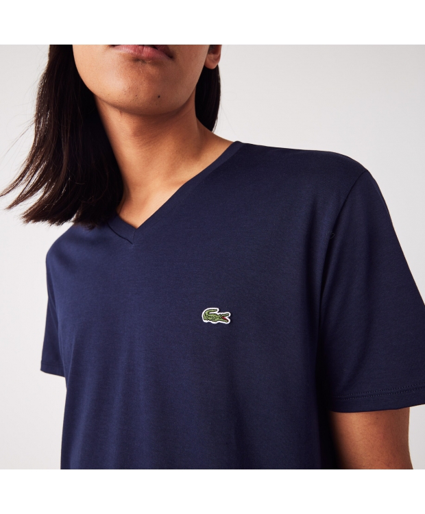 Lacoste navy V-hals T-shirt til herre – regular fit billede 4