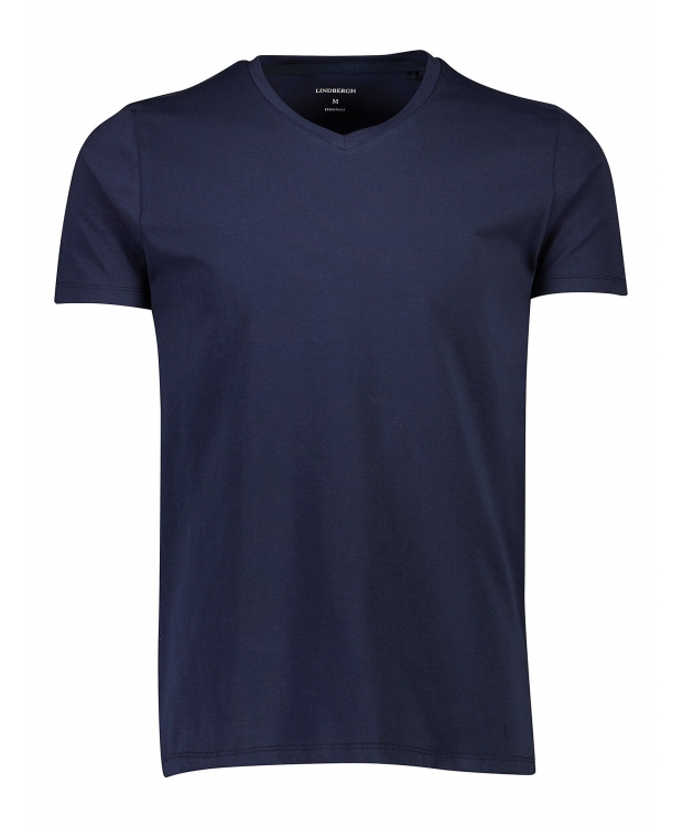 Lindbergh navy T-shirt med V-hals billede 2