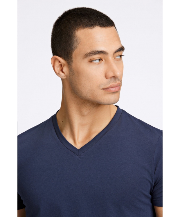 Lindbergh navy T-shirt med V-hals billede 4
