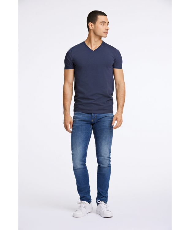 Lindbergh navy T-shirt med V-hals billede 1