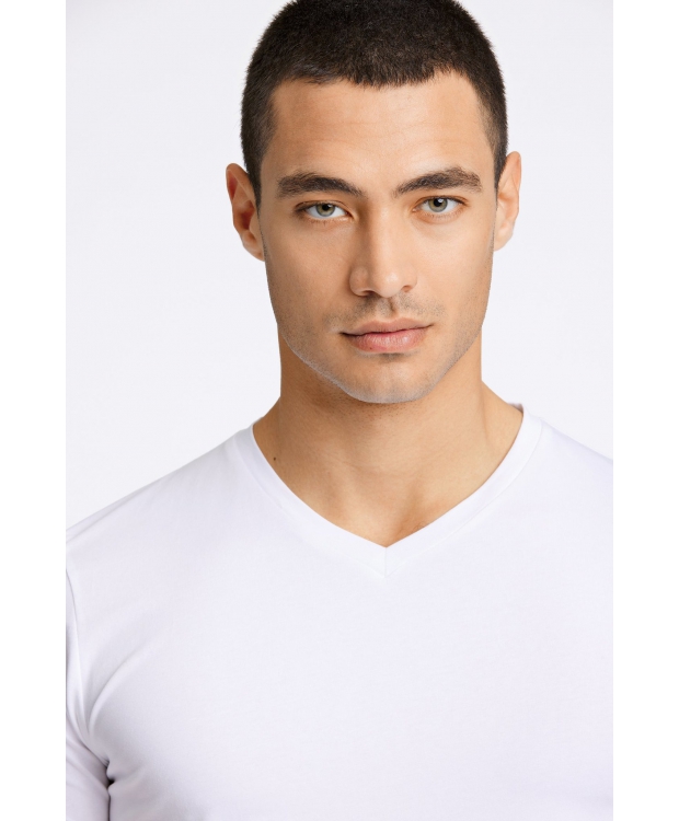 Lindbergh hvid T-shirt med V-hals billede 5