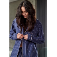 JBS of Denmark Women mørkelilla flannelskjorte med rosegold striber – Outlet