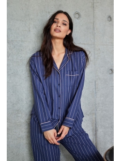 JBS of Denmark Women mørkelilla flannelskjorte med rosegold striber – Outlet