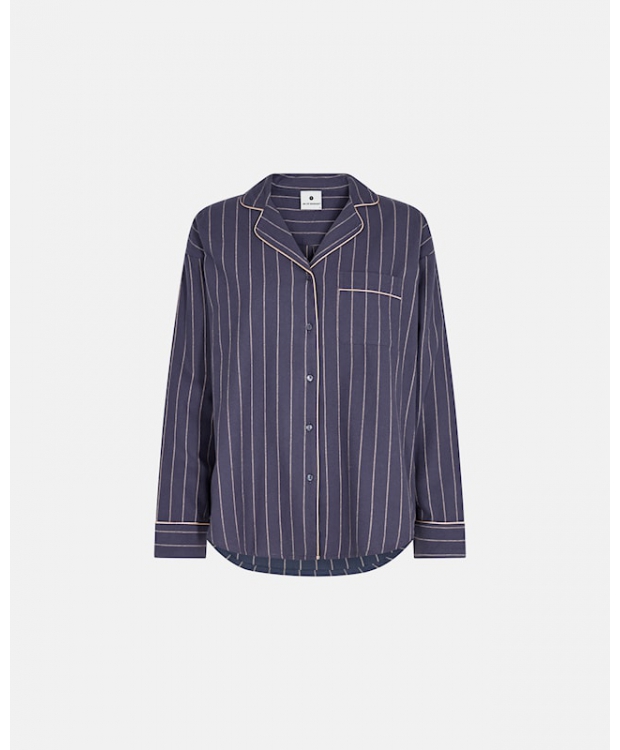 JBS of Denmark Women mørkelilla flannelskjorte med rosegold striber – Outlet billede 4
