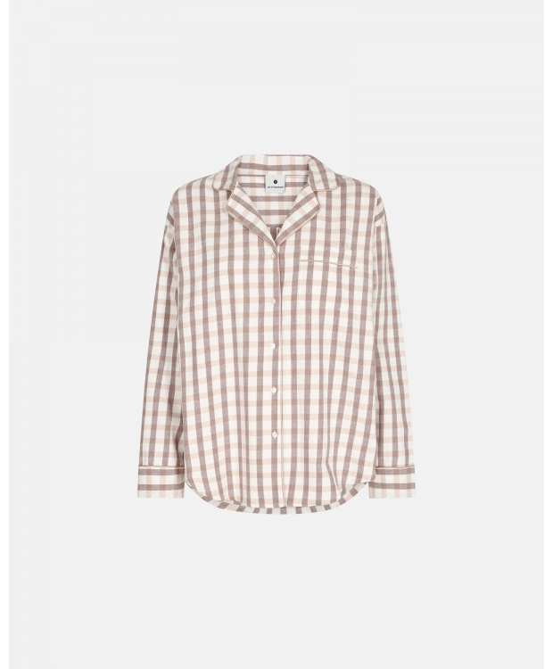 JBS of Denmark Women beige flannelskjorte med brune tern billede 4