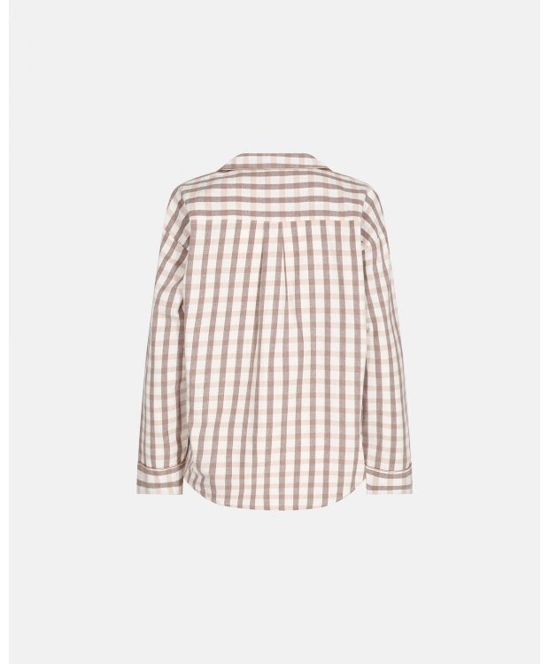 JBS of Denmark Women beige flannelskjorte med brune tern billede 5