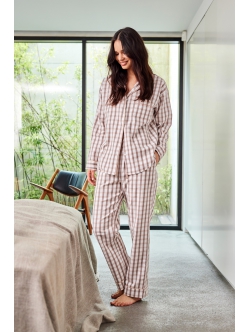 JBS of Denmark Women beige flannelskjorte med brune tern