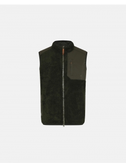 Dovre grøn Teddy-vest i polyester og uld til herre