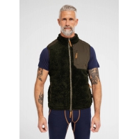 Dovre grøn Teddy-vest i polyester og uld til herre