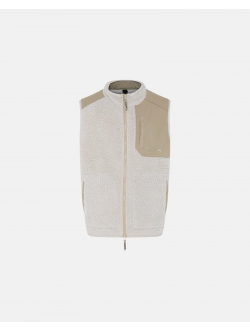 Dovre beige Teddy-vest i polyester og uld til herre