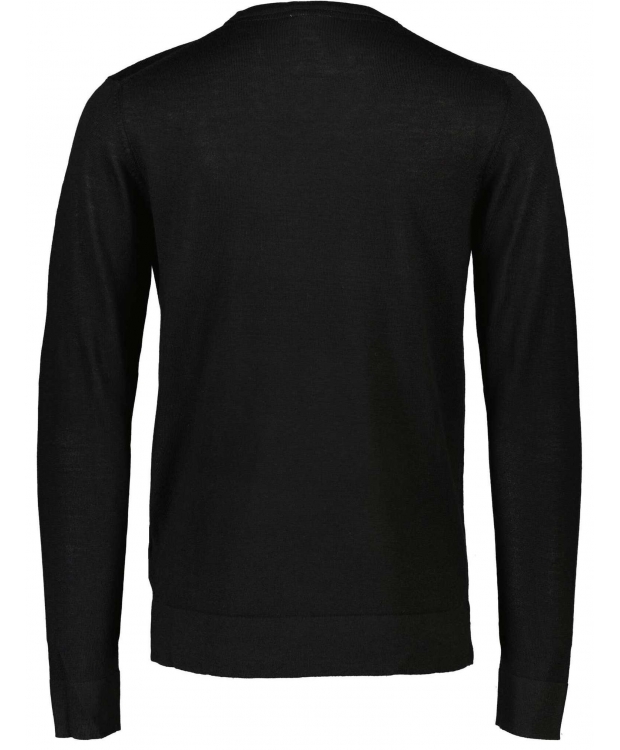 Lindbergh White sort striktrøje med 50% merinould billede 3