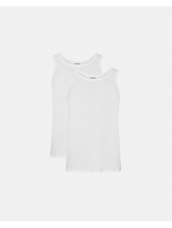 Resteröds ribbede tanktops til herre – hvid 2-pak