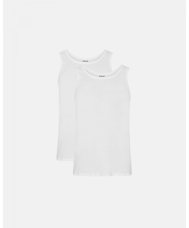 Resteröds ribbede tanktops til herre – hvid 2-pak billede 1