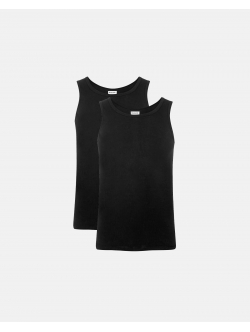 Resteröds ribbede tanktops til herre – sort 2-pak