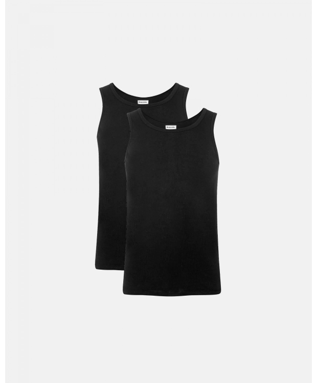 Resteröds ribbede tanktops til herre – sort 2-pak billede 1