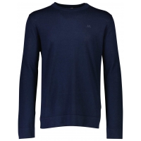 Lindbergh White navy striktrøje med 50% merinould