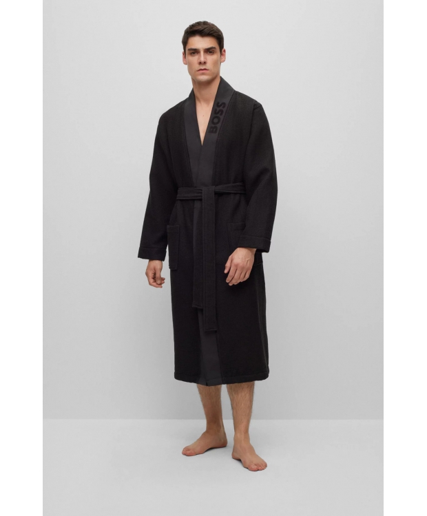BOSS Waffle kimono-morgenkåbe til herre – sort billede 3