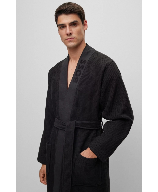 BOSS Waffle kimono-morgenkåbe til herre – sort billede 4