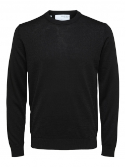 Selected sweatshirt i merinould i sort til herre - OUTLET