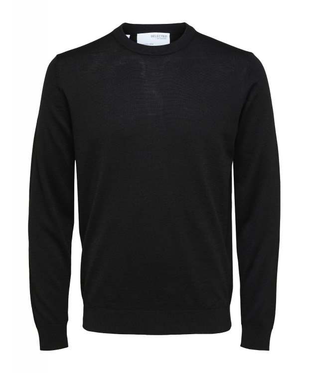Selected sweatshirt i merinould i sort til herre - OUTLET billede 1