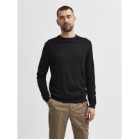 Selected sweatshirt i merinould i sort til herre - OUTLET