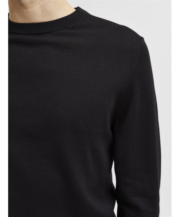 Selected sweatshirt i merinould i sort til herre - OUTLET billede 4
