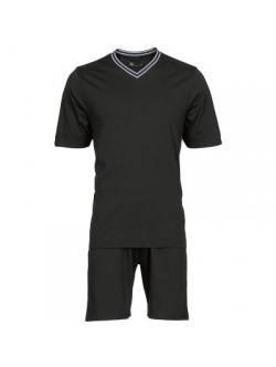 JBS sort pyjamassæt med V-hals og shorts til herre