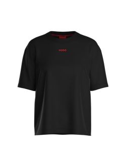 HUGO shuffle t-shirt i sort med rødt logo til kvinder - OUTLET