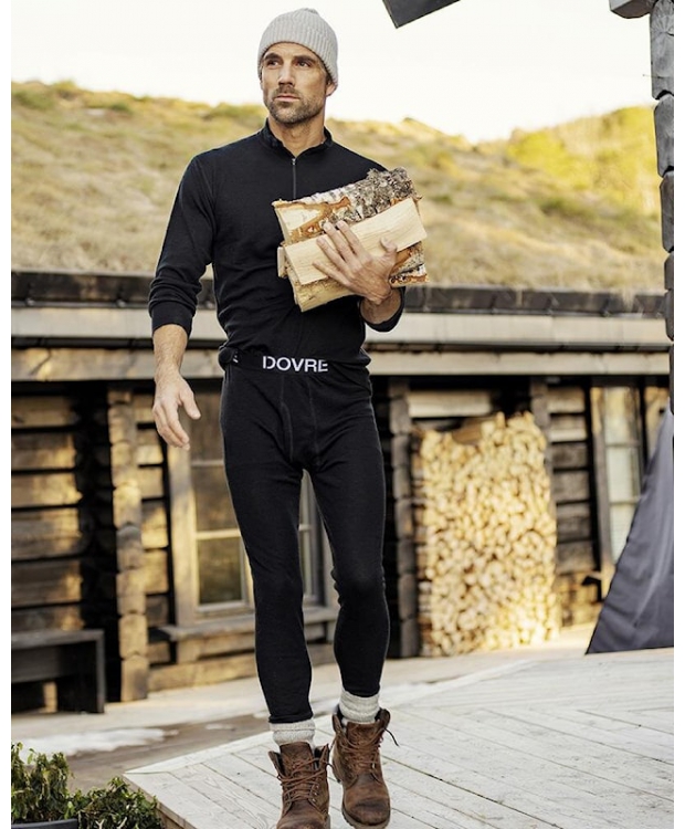 Dovre merinould Long Johns sort til herre billede 1