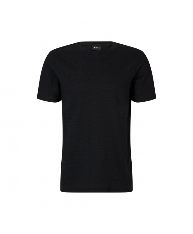 BOSS regular fit T-shirt med jacquardstruktur til herre – sort billede 1