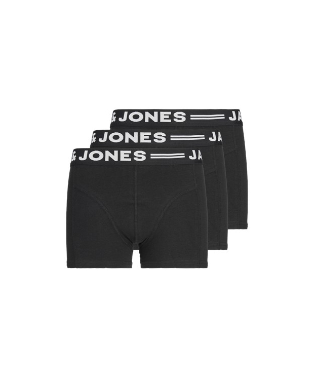 JACK & JONES 3-pak boxershorts til drenge – sort med hvid tekst billede 1
