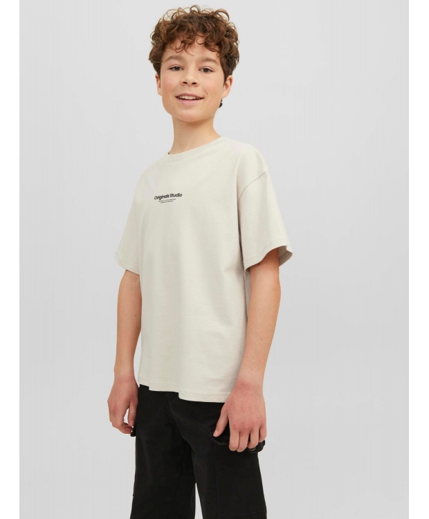 JACK & JONES Junior T-shirt med rund hals til drenge – moonbeam – Outlet billede 4