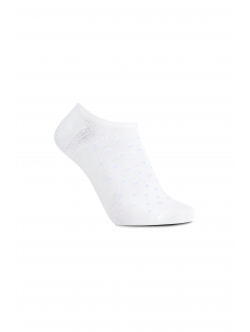 IZ Sock hvide bambusankelstrømper med blå prikker – OUTLET