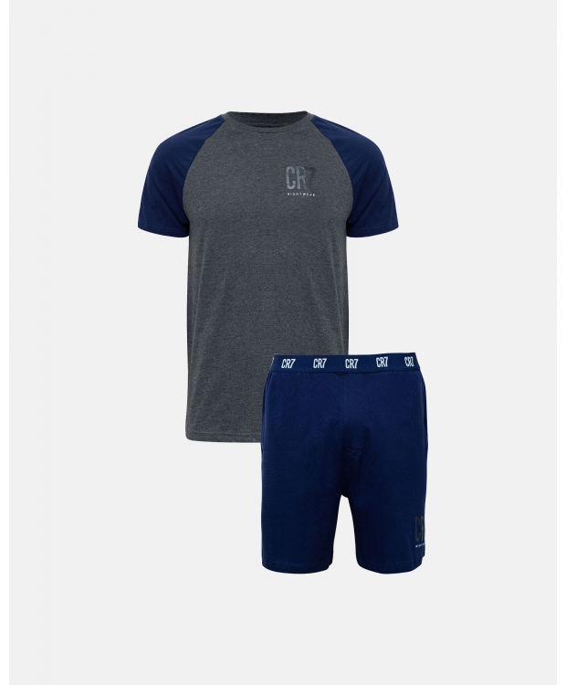 CR7 pyjamassæt til herre i mørkegrå og navy – 100% bomuld billede 1