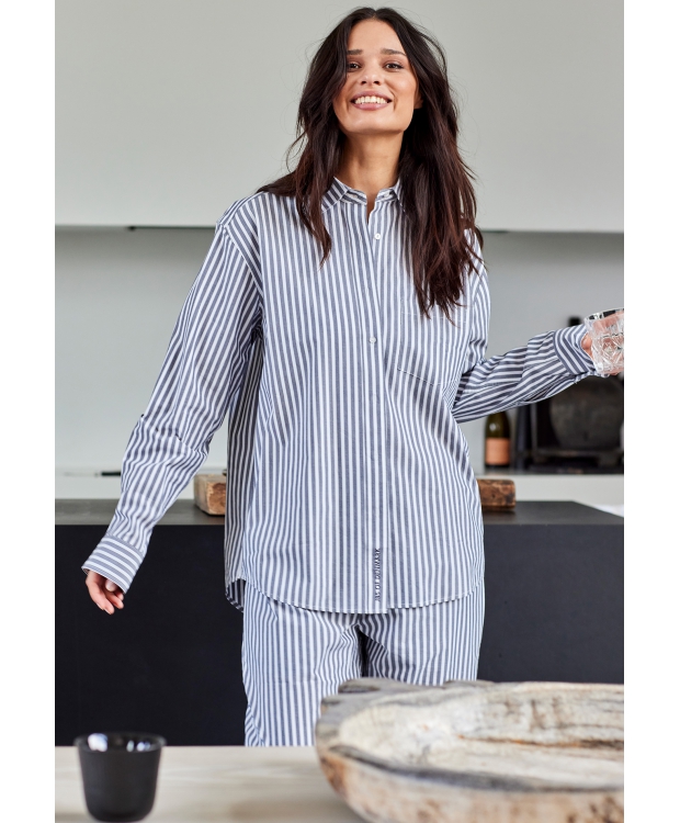 JBS vævet pyjamasskjorte i grå og hvid – unisex – Outlet billede 4
