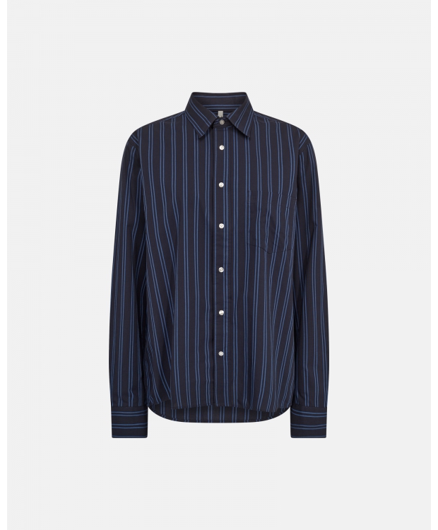 JBS of Denmark stribet pyjamasskjorte i navy til unisex billede 4