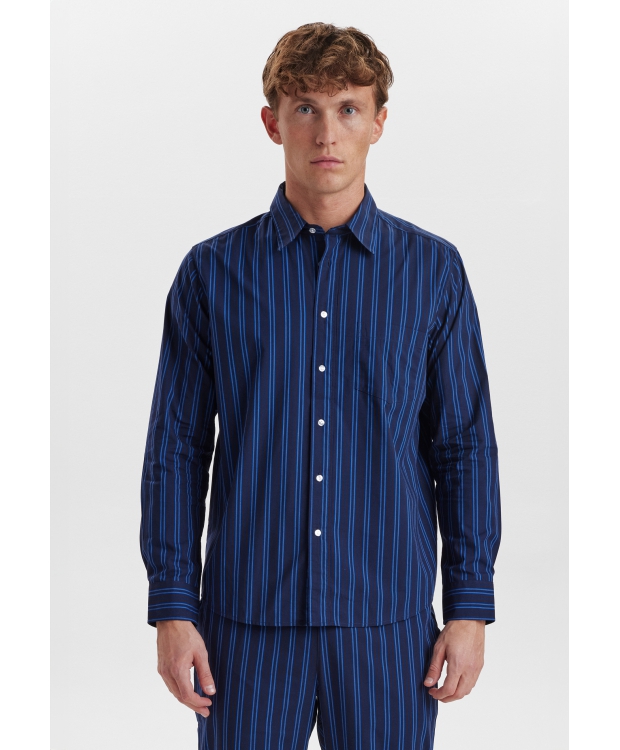 JBS of Denmark stribet pyjamasskjorte i navy til unisex billede 1