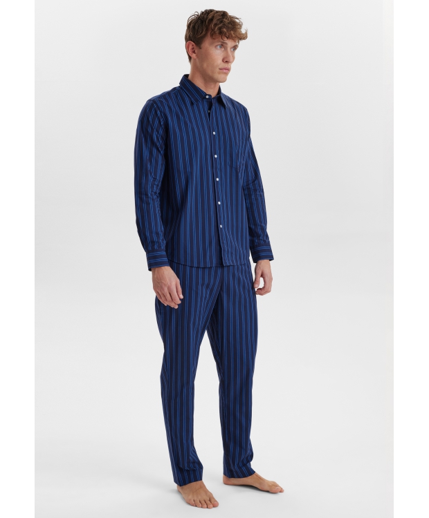 JBS of Denmark stribet pyjamasskjorte i navy til unisex billede 3