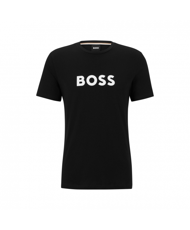 BOSS sort T-shirt med kontrastlogo til herre – regular fit billede 1