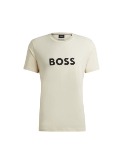 BOSS beige T-shirt med logo til herre – regular fit – OUTLET