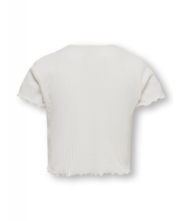 KIDS ONLY KOGNELLA hvid stretch T-shirt med flæser til piger – OUTLET billede 3